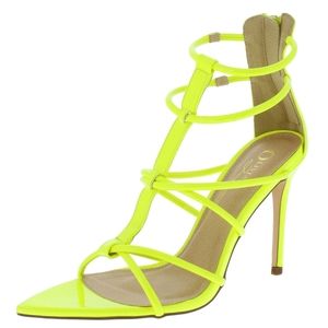 OLIVIA Neon Yellow Patent PU Strappy Open Toe